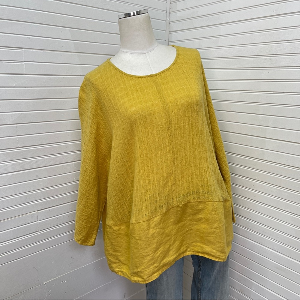 Joie Linen Cotton Contrast Gauze Blouse